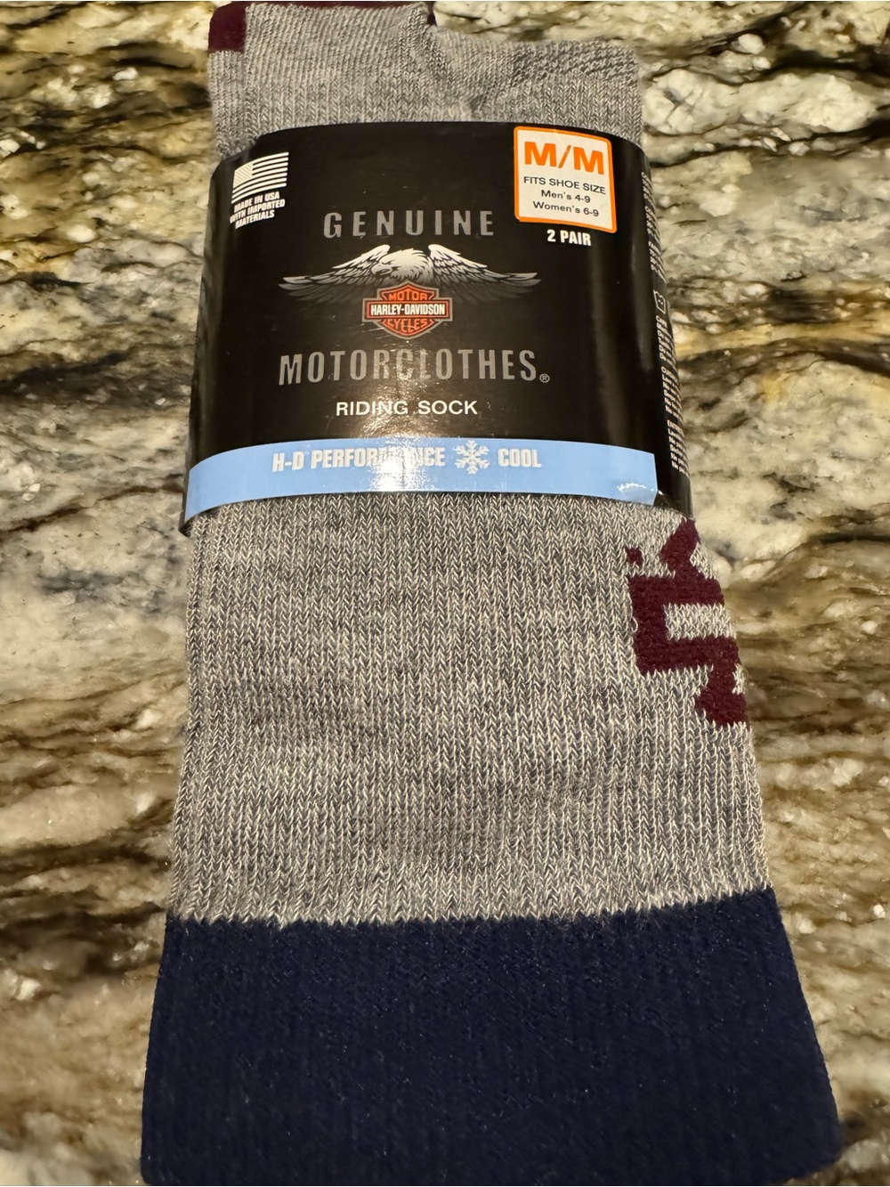 Harley-Davidson Grey, Navy & Burgundy Casual Riding Socks - 2 Pair